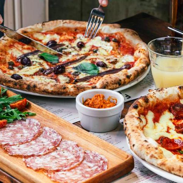 Pizza and charcuterie at Franco Manca