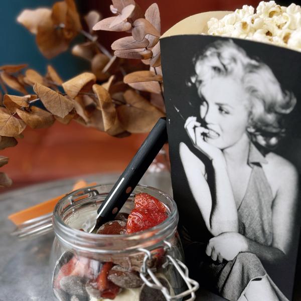 Popcorn and strawberries at The Everyman