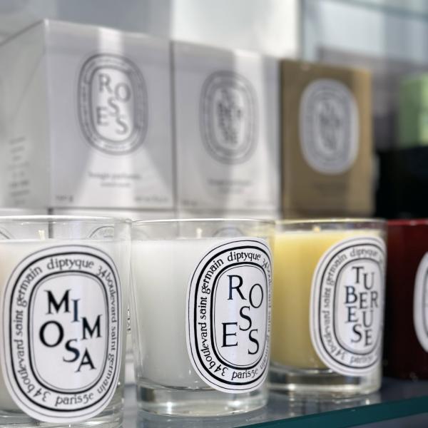 Close up of candles at Space NK